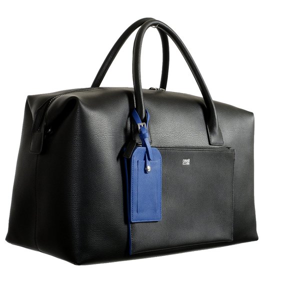 Cavalli Class Unisex Black Leather Duffel Travel Bag - Picture 6 of 14